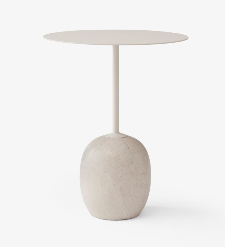 Lato Coffeetable Ivory White H 55 cm with metal plate AndTradition